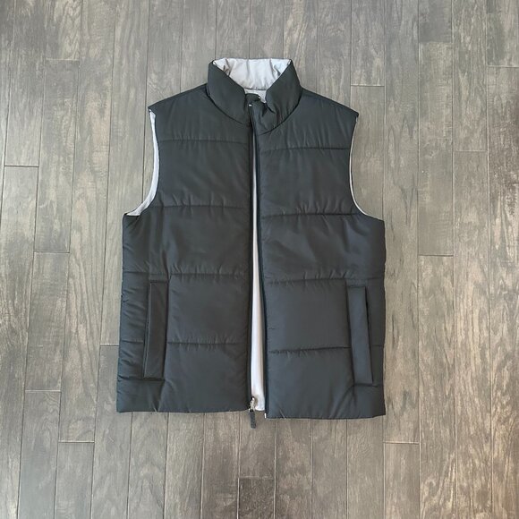 Merona Reversible Black & Grey Medium Padded Vest Jacket - Picture 11 of 14